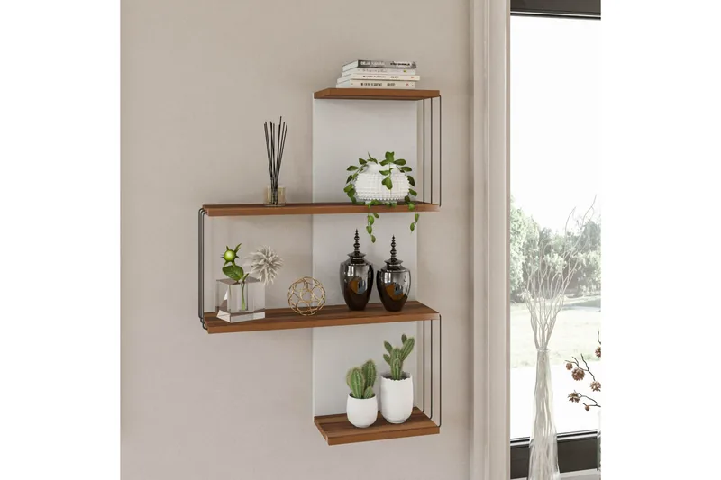 Ansizca Vegghylle 96x65 cm - Natur/Hvit - Oppbevaring - Hylle - Vegghylle