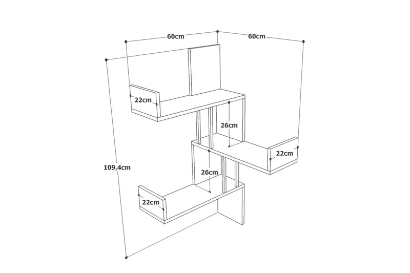 Aobrey Vegghylle 60x60 cm - Natur - Oppbevaring - Hylle - Vegghylle