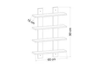 Aposonga Vegghylle 60x16 cm - Hvit - Oppbevaring - Hylle - Vegghylle
