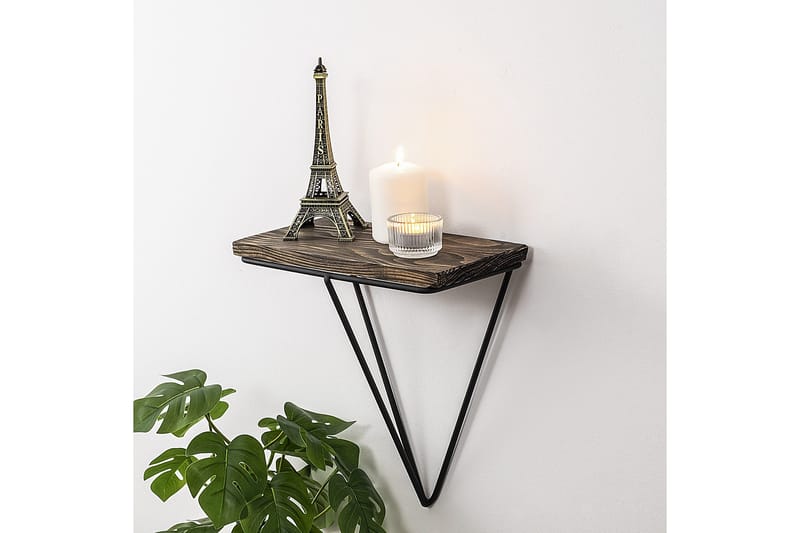 Arsenal Vegghylle 15x27 cm - Svart / Valnøtt - Oppbevaring - Hylle - Vegghylle