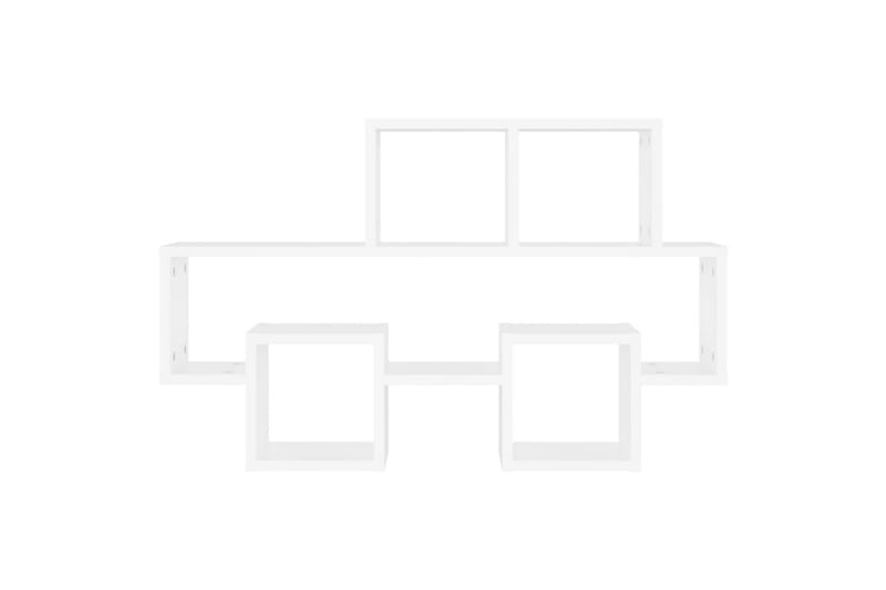 Bilformet vegghylle hvit 82x15x51 cm sponplate - Hvit - Vegghylle - Vegghengt oppbevaring