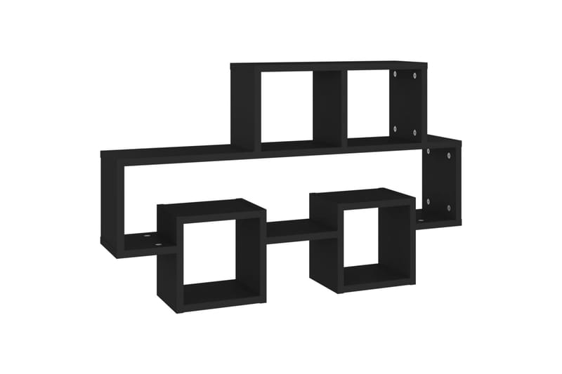 Bilformet vegghylle svart 82x15x51 cm sponplate - Svart - Vegghylle - Vegghengt oppbevaring