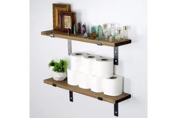 Bogel Vegghylle 60 cm - Svart / Valnøtt - Oppbevaring - Hylle - Vegghylle