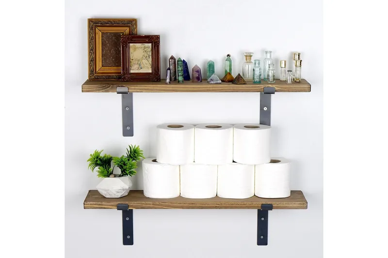 Bogel Vegghylle 60 cm - Svart / Valnøtt - Oppbevaring - Hylle - Vegghylle