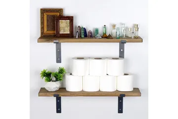 Bogel Vegghylle 60 cm - Svart / Valnøtt - Oppbevaring - Hylle - Vegghylle