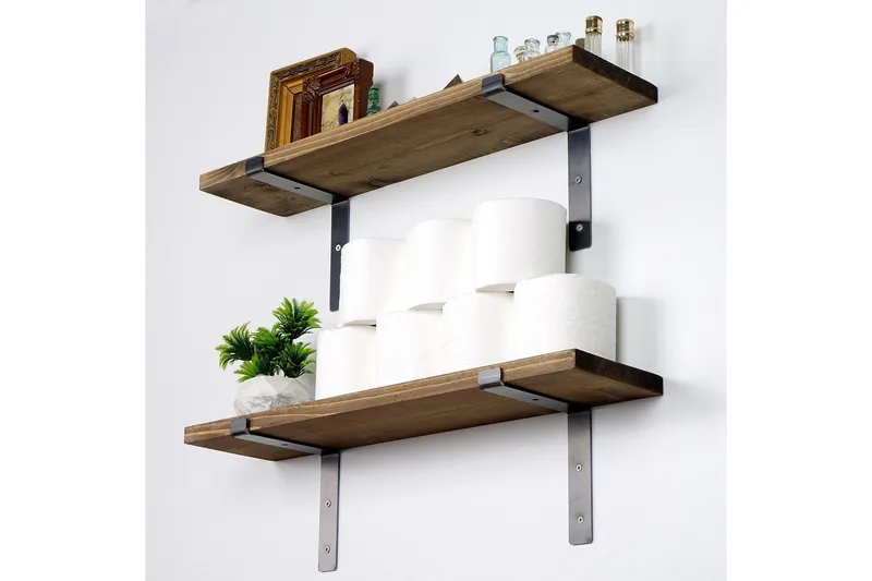 Bogel Vegghylle 60 cm - Svart / Valnøtt - Oppbevaring - Hylle - Vegghylle