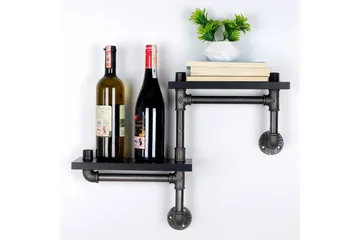 Chandina Vegghylle 56x13 cm 2 Hyller - Svart - Oppbevaring - Hylle - Vegghylle