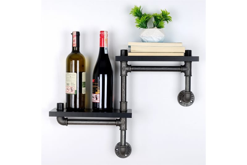 Chandina Vegghylle 56x13 cm 2 Hyller - Svart - Oppbevaring - Hylle - Vegghylle