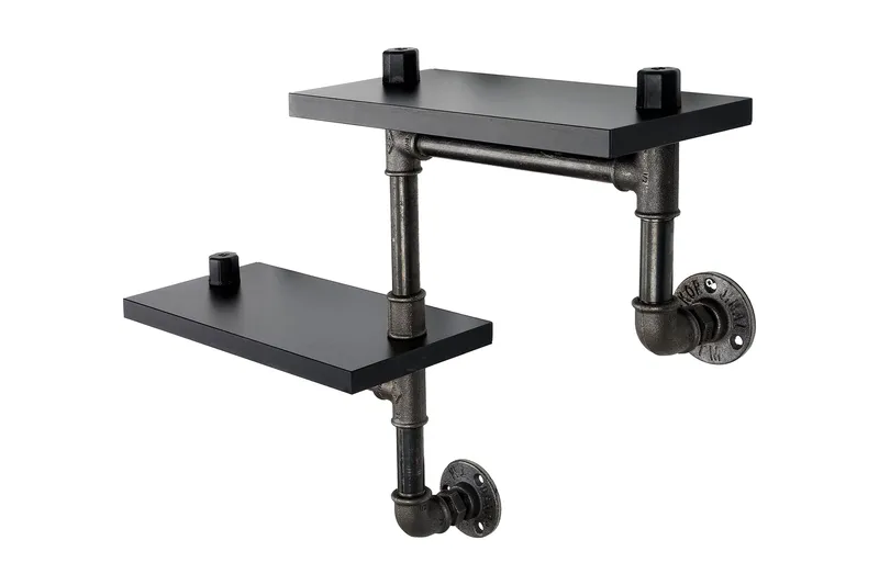 Chandina Vegghylle 56x13 cm 2 Hyller, Svart