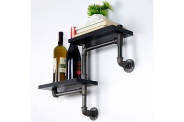 Chandina Vegghylle 56x13 cm 2 Hyller - Svart - Oppbevaring - Hylle - Vegghylle