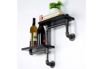 Chandina Vegghylle 56x13 cm 2 Hyller - Svart - Oppbevaring - Hylle - Vegghylle