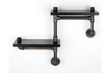 Chandina Vegghylle 56x13 cm 2 Hyller - Svart - Oppbevaring - Hylle - Vegghylle