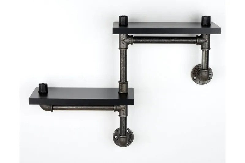 Chandina Vegghylle 56x13 cm 2 Hyller - Svart - Oppbevaring - Hylle - Vegghylle