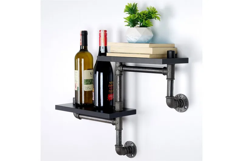 Chandina Vegghylle 56x13 cm 2 Hyller - Svart - Oppbevaring - Hylle - Vegghylle