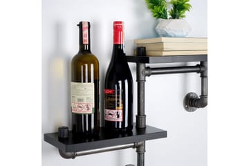 Chandina Vegghylle 56x13 cm 2 Hyller - Svart - Oppbevaring - Hylle - Vegghylle