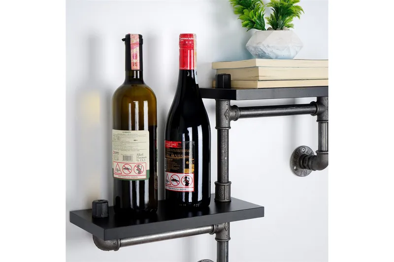 Chandina Vegghylle 56x13 cm 2 Hyller - Svart - Oppbevaring - Hylle - Vegghylle