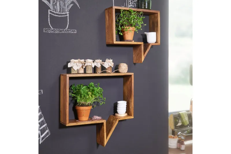 Clutts Vegghylle 2-pk - Brun - Oppbevaring - Hylle - Vegghylle