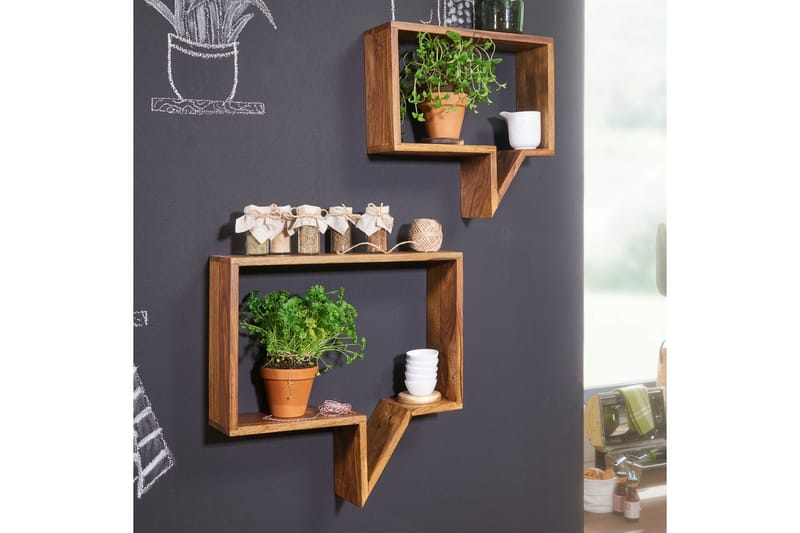Clutts Vegghylle 2-pk - Brun - Oppbevaring - Hylle - Vegghylle