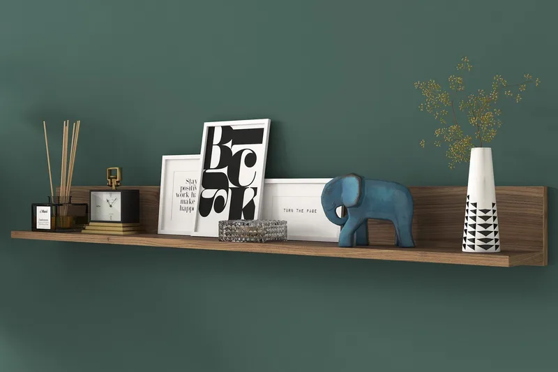 Coliandien Vegghylle 13x136 cm - Valnøtt - Oppbevaring - Hylle - Vegghylle