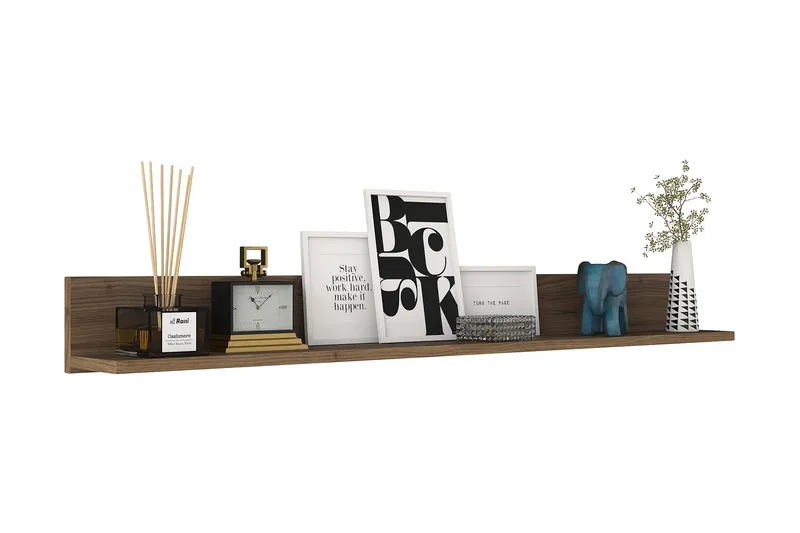 Coliandien Vegghylle 13x136 cm - Valnøtt - Oppbevaring - Hylle - Vegghylle