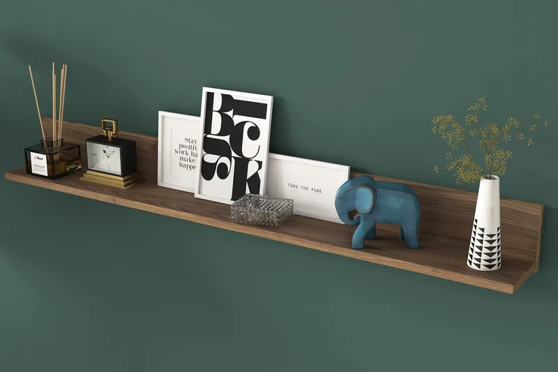 Coliandien Vegghylle 13x136 cm - Valnøtt - Oppbevaring - Hylle - Vegghylle