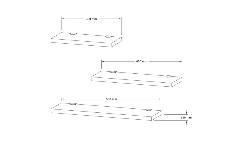 Cordin Vegghylle 2x30 cm 3-pk - Hvit - Oppbevaring - Hylle - Vegghylle