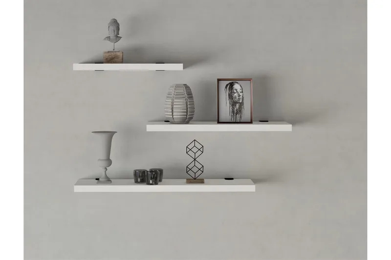 Cordin Vegghylle 2x30 cm 3-pk - Hvit - Oppbevaring - Hylle - Vegghylle