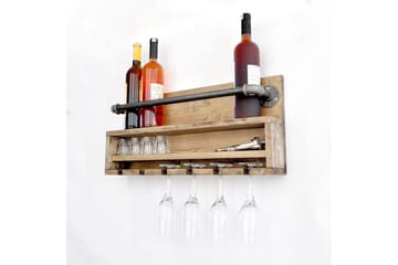 Crystalann Vegghylle 60 cm - Valnøtt / Svart - Oppbevaring - Hylle - Vegghylle