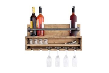 Crystalann Vegghylle 60 cm - Valnøtt / Svart - Oppbevaring - Hylle - Vegghylle