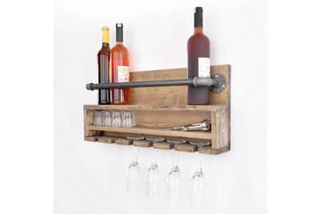 Crystalann Vegghylle 60 cm - Valnøtt / Svart - Oppbevaring - Hylle - Vegghylle