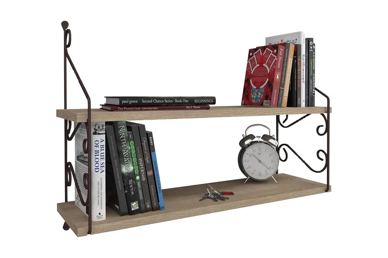 Decormet Vegghylle 2 Hyller, Brun/Eik