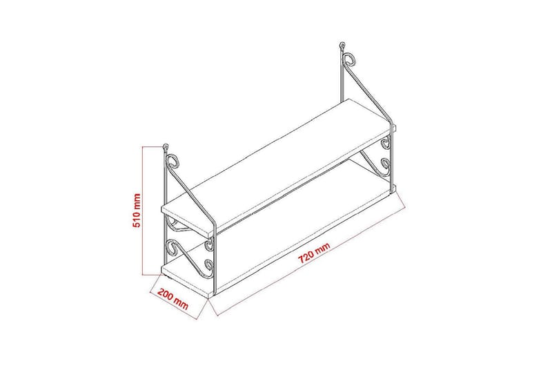 Decormet Vegghylle 2 Hyller - Hvit - Oppbevaring - Hylle - Vegghylle