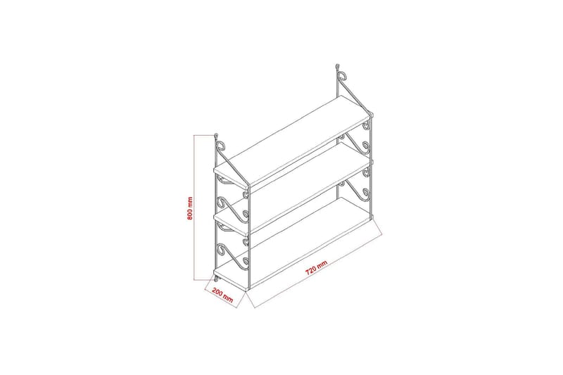 Decormet Vegghylle 3 Hyller - Hvit/Svart - Oppbevaring - Hylle - Vegghylle