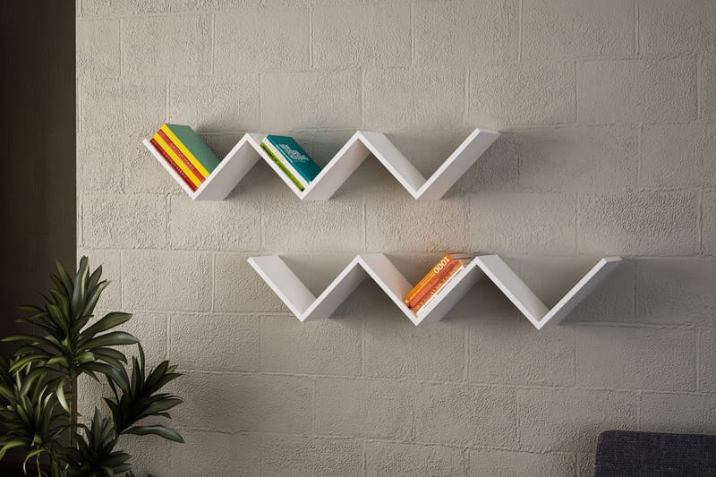 Decormet Vegghylle W-form, Hvit/Oransje