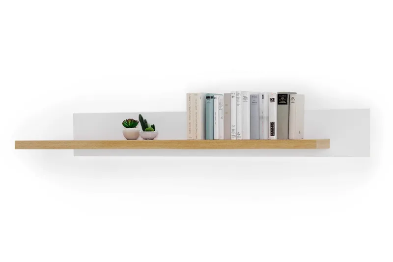Degaust Vegghylle 175 cm - Hvit / Eik - Oppbevaring - Hylle - Vegghylle