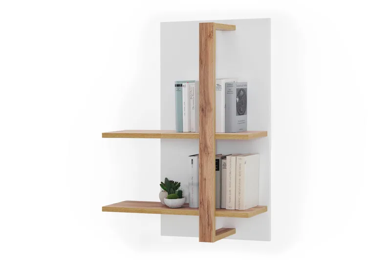 Degaust Vegghylle 65 cm - Hvit / Eik - Oppbevaring - Hylle - Vegghylle