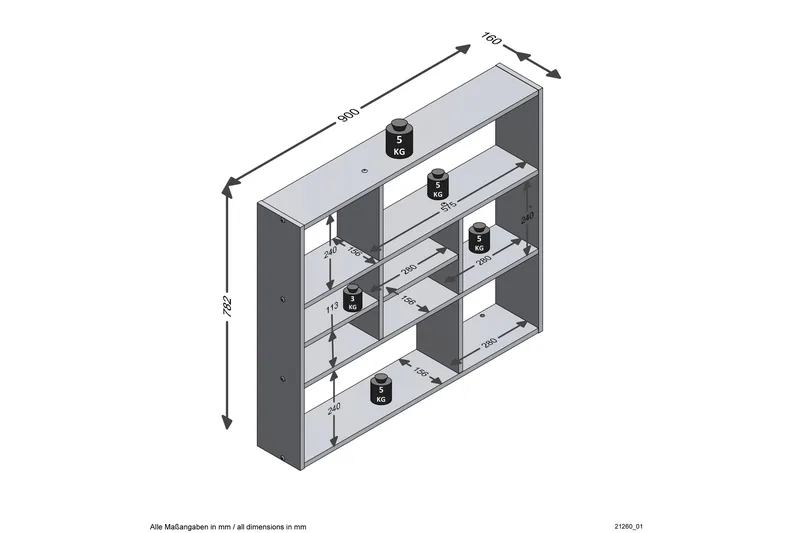 Delphie Vegghylle 90 cm - Brun/Hvit - Oppbevaring - Hylle - Vegghylle