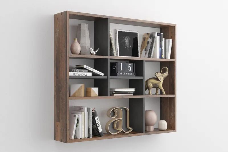 Delphie Vegghylle 90 cm - Brun/Hvit - Oppbevaring - Hylle - Vegghylle