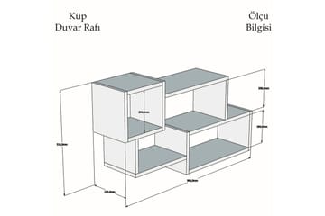 Desgrar Vegghylle 90,6x51 cm - Hvit - Oppbevaring - Hylle - Vegghylle