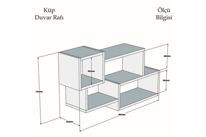 Desgrar Vegghylle 90,6x51 cm - Hvit - Oppbevaring - Hylle - Vegghylle
