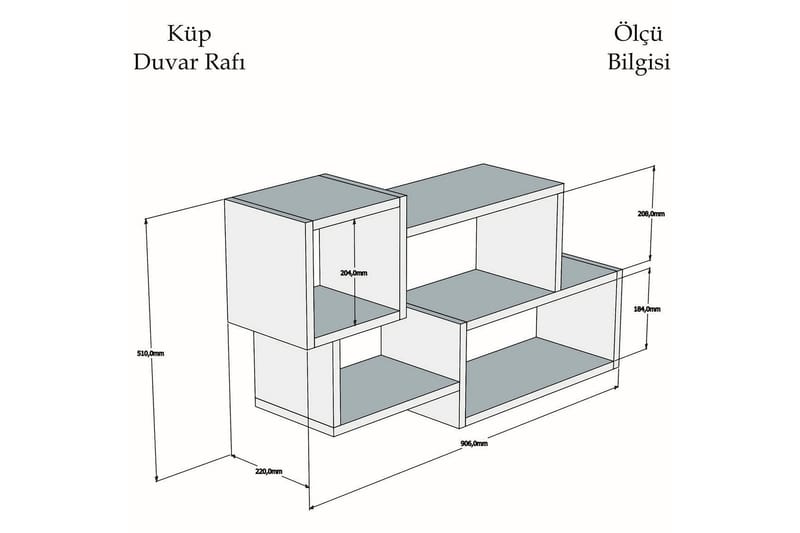 Desgrar Vegghylle 90,6x51 cm - Hvit - Oppbevaring - Hylle - Vegghylle