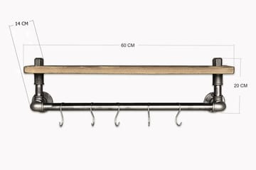 Evila Kjøkkenhylle Rør/Tre - Oppbevaring - Kles oppbevaring - Kleshengere & knaggrekker - Klestativ