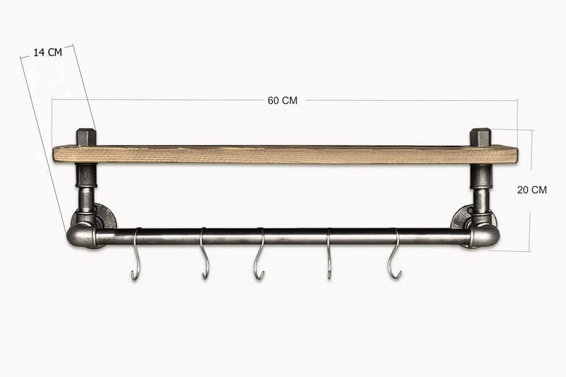 Evila Kjøkkenhylle Rør/Tre - Oppbevaring - Kles oppbevaring - Kleshengere & knaggrekker - Klestativ