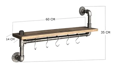 Evila Kjøkkenhylle Rør/Tre - Oppbevaring - Kles oppbevaring - Kleshengere & knaggrekker - Klestativ
