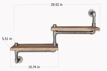 Evila Trappehylle Rør/Tre - Oppbevaring - Hylle - Vegghylle