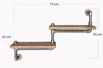 Evila Trappehylle Rør/Tre - Oppbevaring - Hylle - Vegghylle