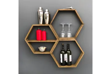 Evila Vegghylle 3 Heksagoner - Oppbevaring - Hylle - Vegghylle