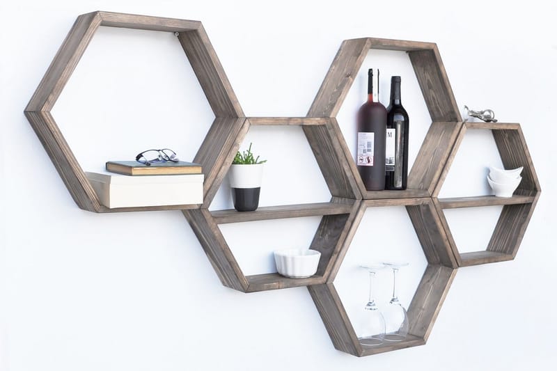Evila Vegghylle 5 Heksagoner - Oppbevaring - Hylle - Vegghylle