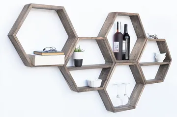 Evila Vegghylle 5 Heksagoner - Oppbevaring - Hylle - Vegghylle