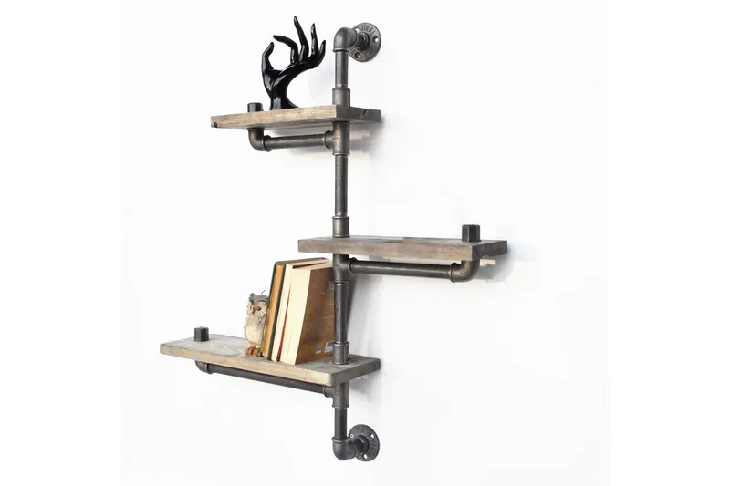 Evila Vegghylle Rør/Tre 3 Hyller - Oppbevaring - Hylle - Vegghylle